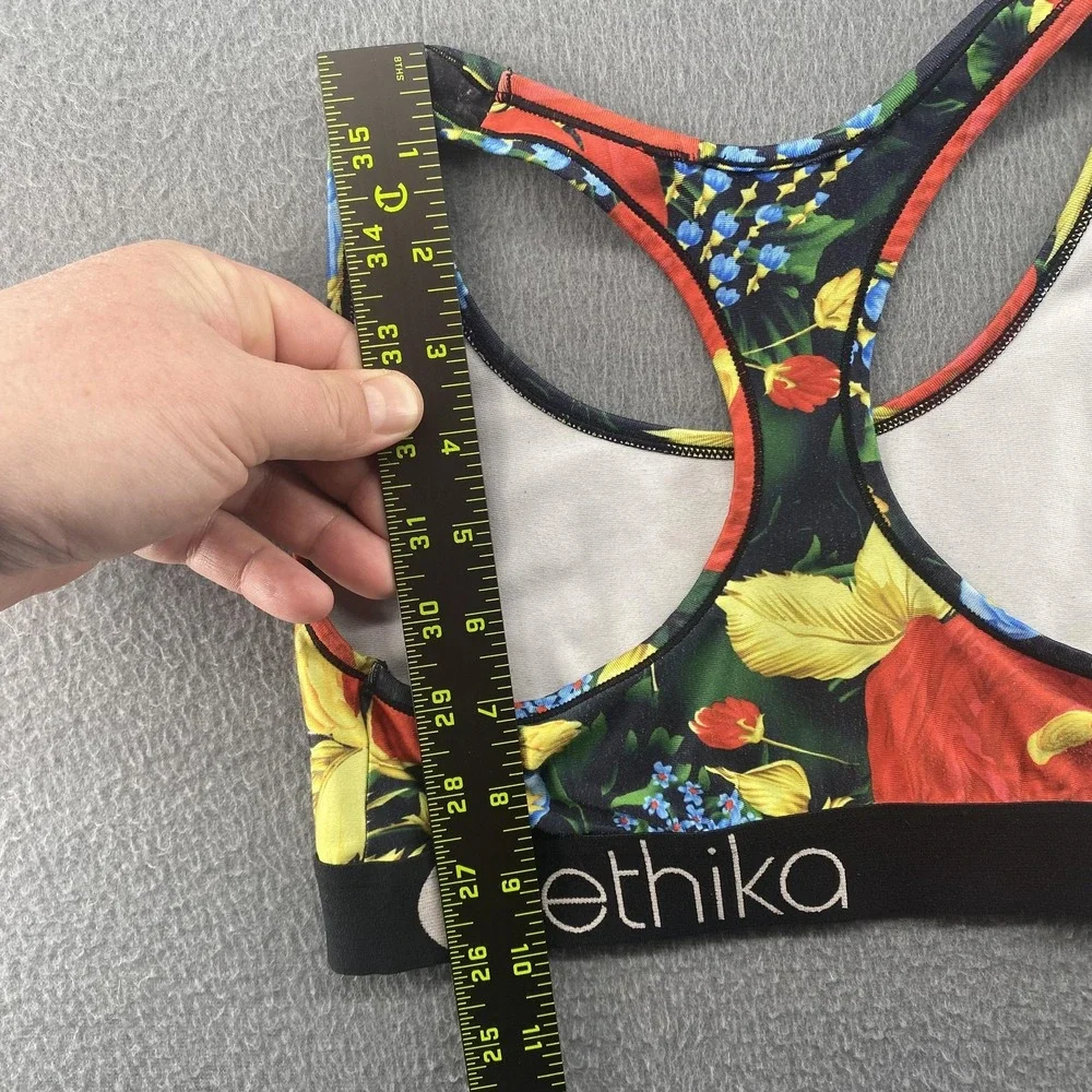 Ethika Sports Bra Womens Small Multicolor Floral Shark Racerback Stretch‎